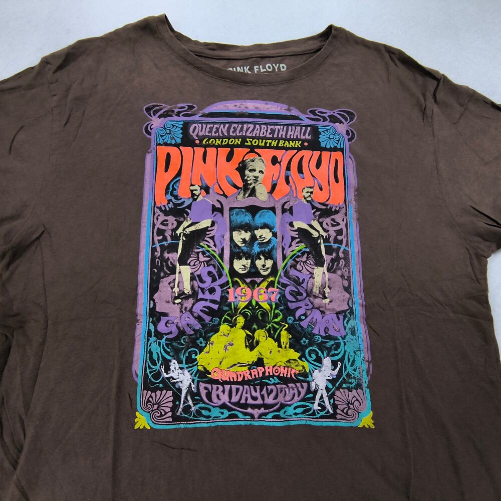 Pink Floyd Quadraphonic Friday 12 Day Band Crew Neck T Shirt Mens Size M Brown